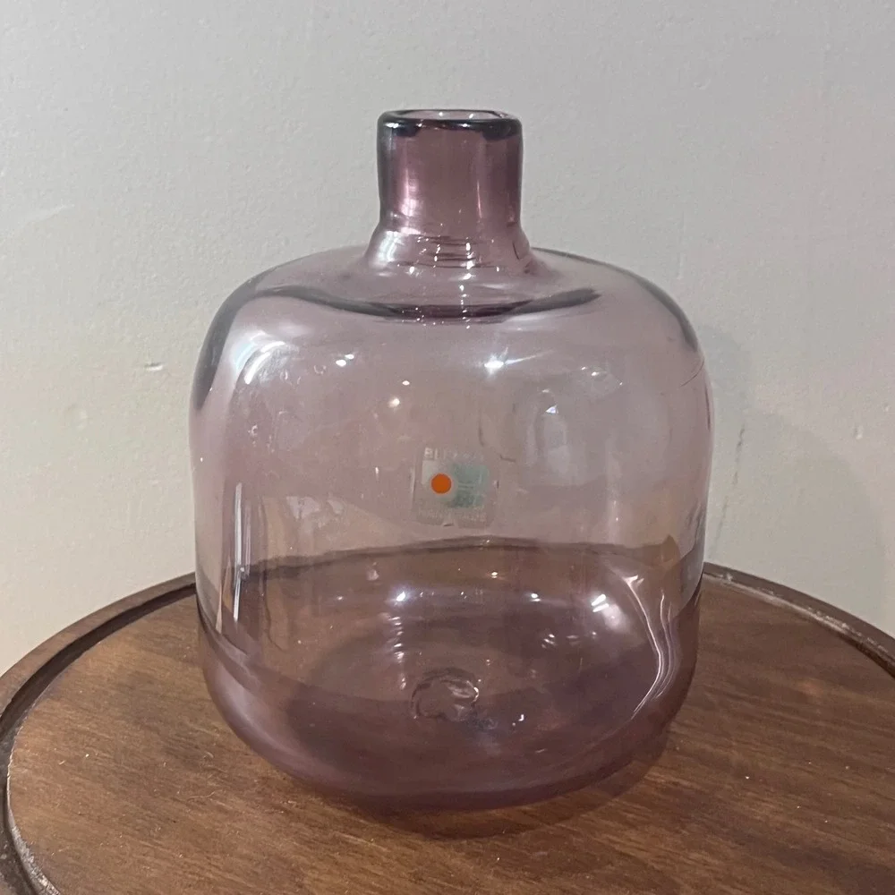 Vtg Blenko Amethyst Purple Art Glass Decanter Vase Handmade 7.5 Inch MCM